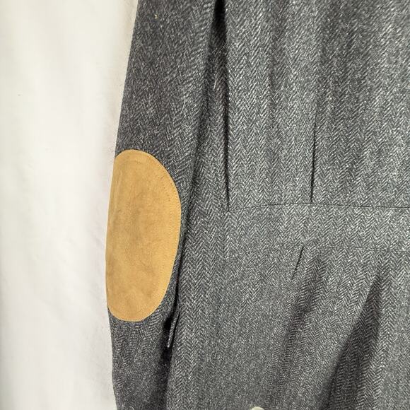 Ralph Lauren CHAPS 38R Heavy Tweed Sport Coat Black & Gray w/ Green Check VTG - Picture 10 of 14